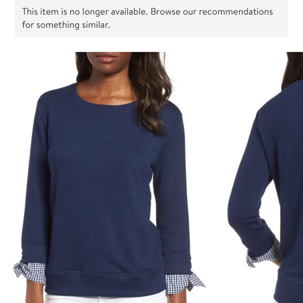 Navy Gibson Sweatshirt with Shirt Sleeve Cuffs